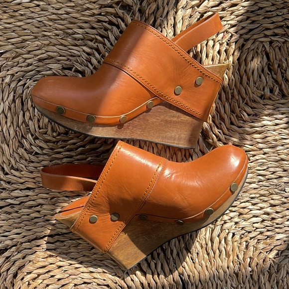 SeeByChloe Tan leather 3” wedge sling back Sz 39 - Picture 4 of 16